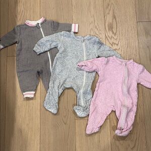 Juddlies Cozy Kids One Piece Set of 3 - Grey and Pink